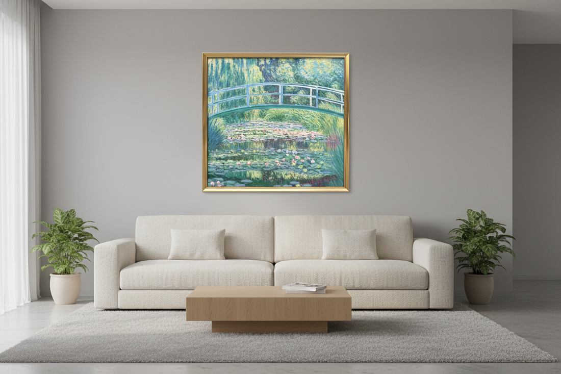 Monet Japanese Footbridge hand-painted oil painting reproduction — Impressionist garden art for home decor