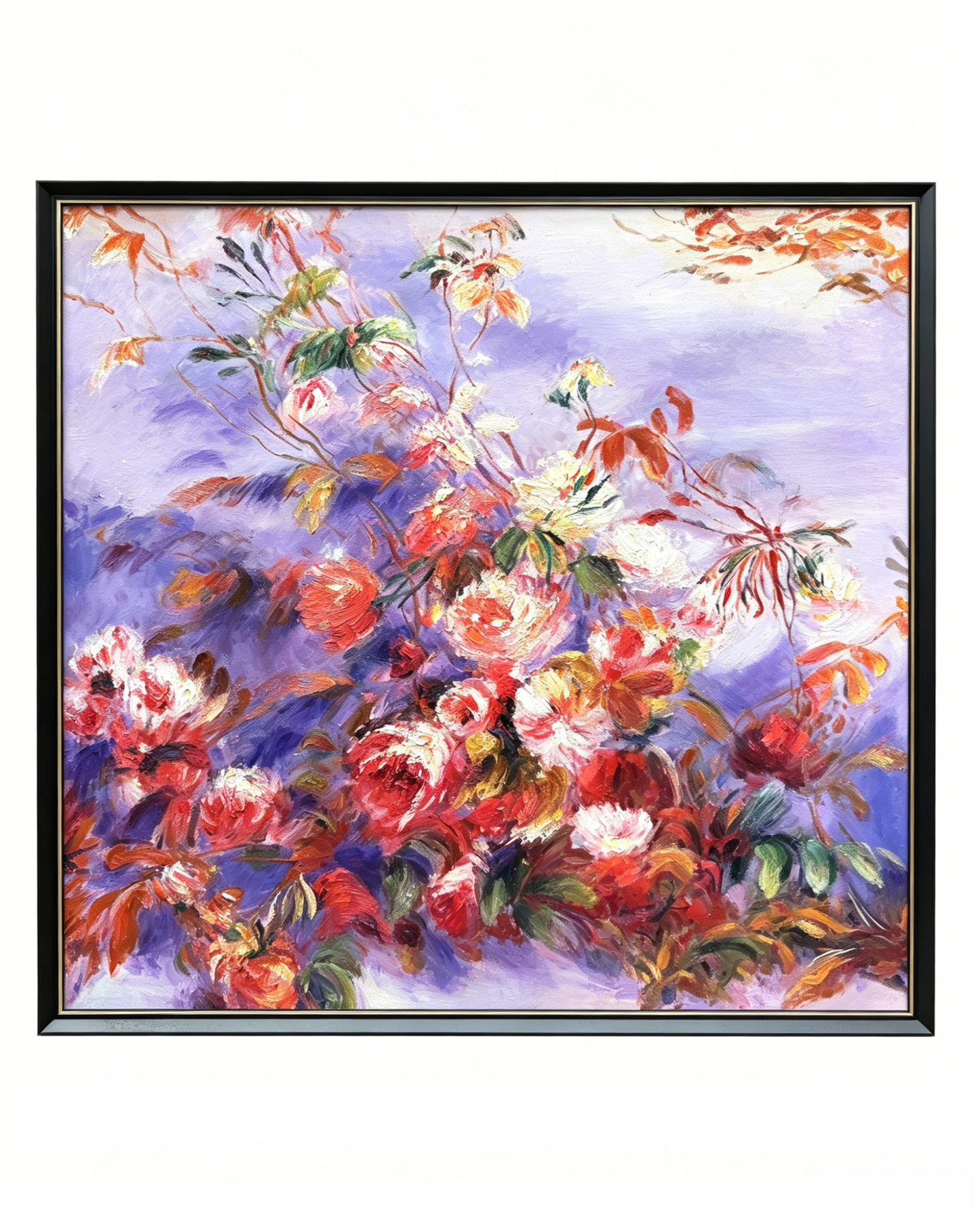 Framed hand-painted Renoir Roses at the Window oil painting reproduction