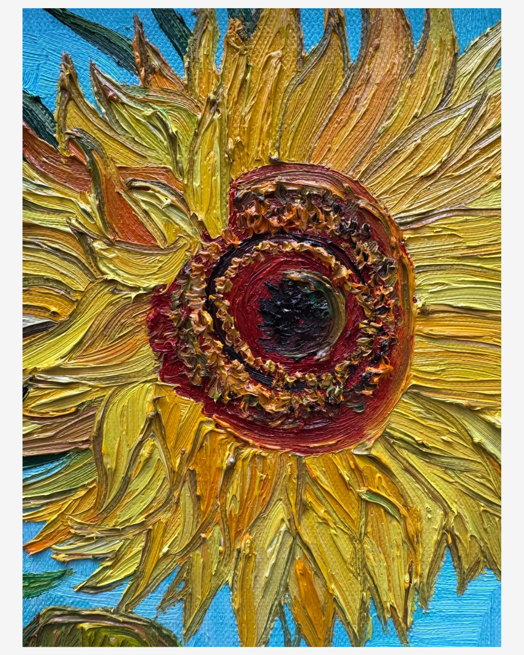 Custom size stretched canvas gallery wrap of Van Gogh Three Sunflowers in a Vase – ready to hang