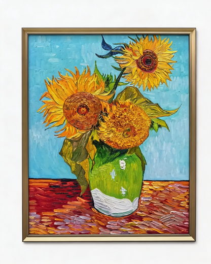 Van Gogh Three Sunflowers in a Vase – hand-painted oil painting reproduction on canvas, museum quality