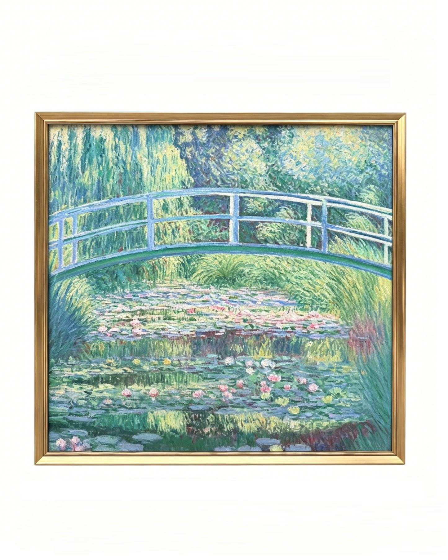 Hand-painted Monet The Japanese Footbridge oil painting reproduction, framed museum-quality impressionist canvas wall art