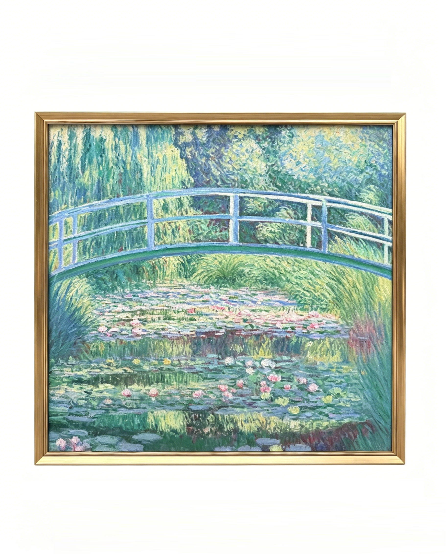 Hand-painted Monet The Japanese Footbridge oil painting reproduction, framed museum-quality impressionist canvas wall art