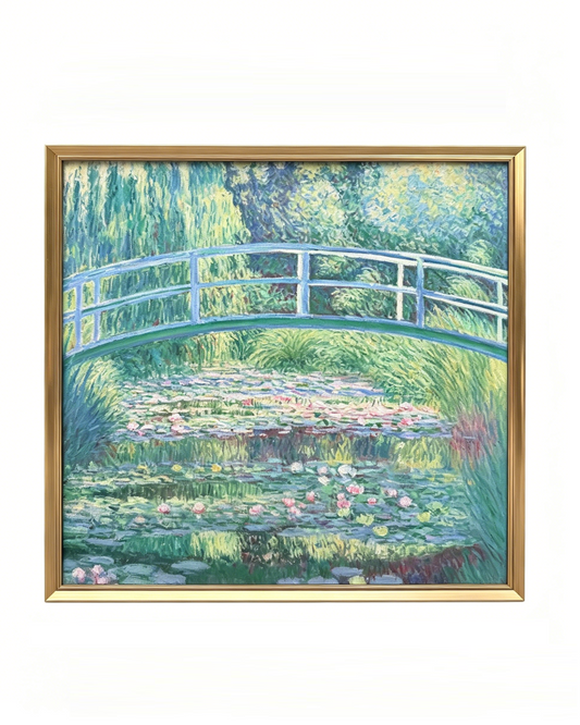Hand-painted Monet The Japanese Footbridge oil painting reproduction, framed museum-quality impressionist canvas wall art