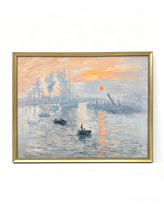 handpainted Claude Monet Impression Sunrise 1872 oil painting, framed seascape canvas wall art