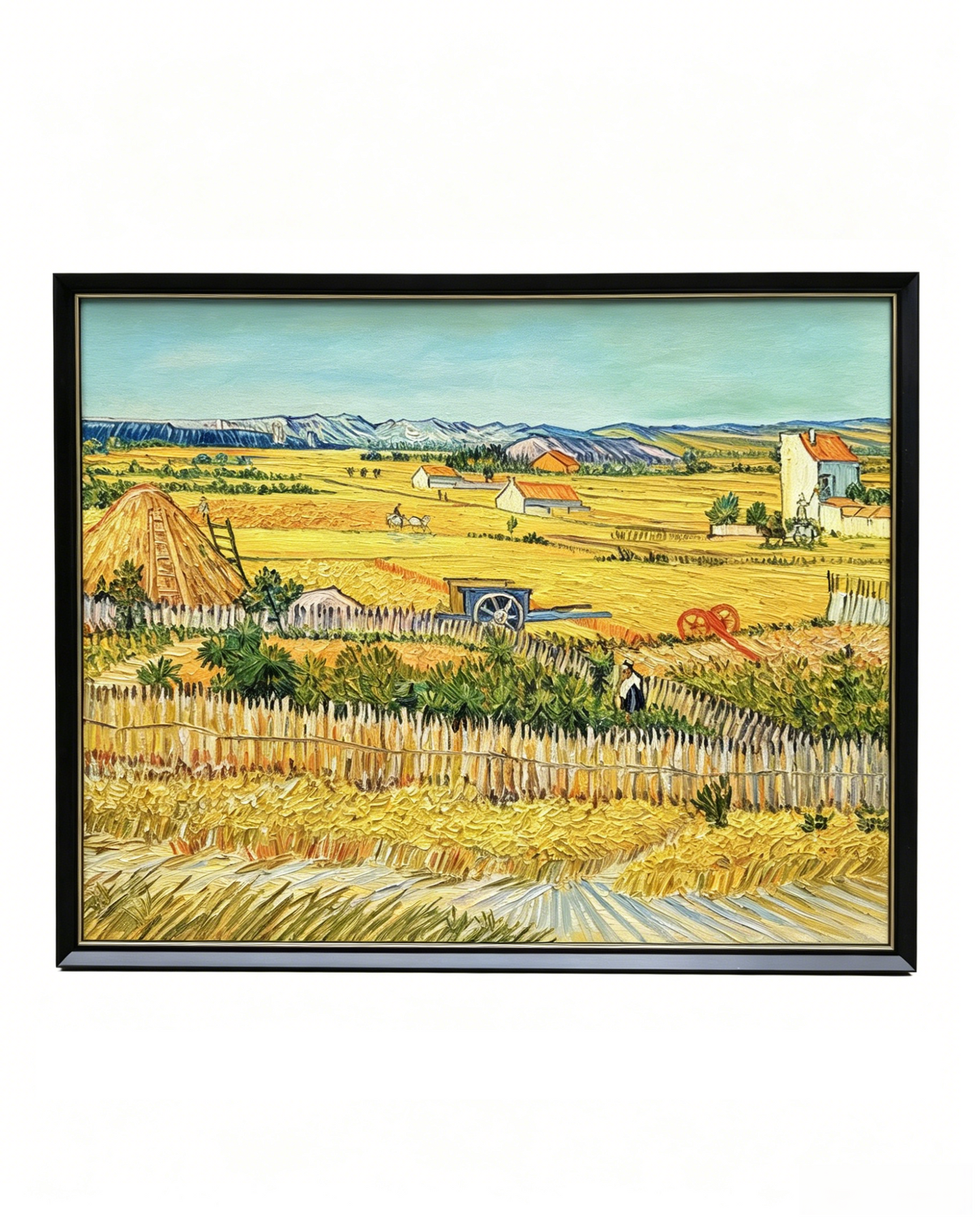 Hand-painted Van Gogh The Harvest oil painting reproduction, framed impressionist wheat field canvas wall art