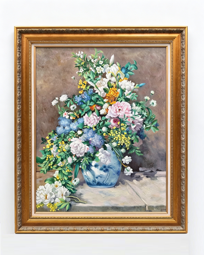 Hand-painted Renoir Floral Still Life with Peonies and Hydrangeas oil painting reproduction, framed impressionist floral canvas wall art