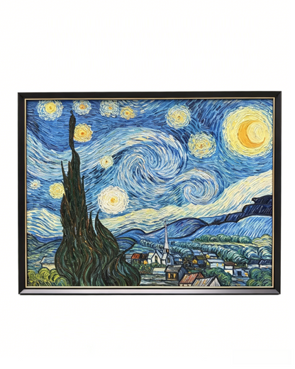 Hand-painted Van Gogh Starry Night oil painting reproduction, framed museum-quality canvas wall art for home decor