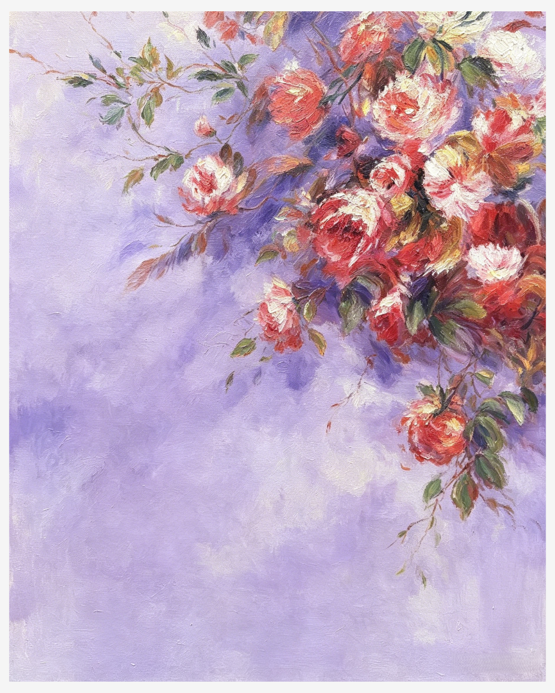 Renoir Roses at the Window purple floral canvas detail