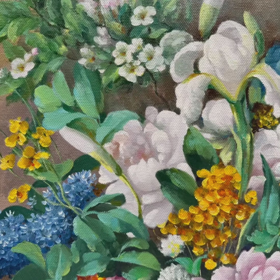 Video of Pierre-Auguste Renoir Spring Bouquet oil painting details, hand-painted impressionist floral wall art