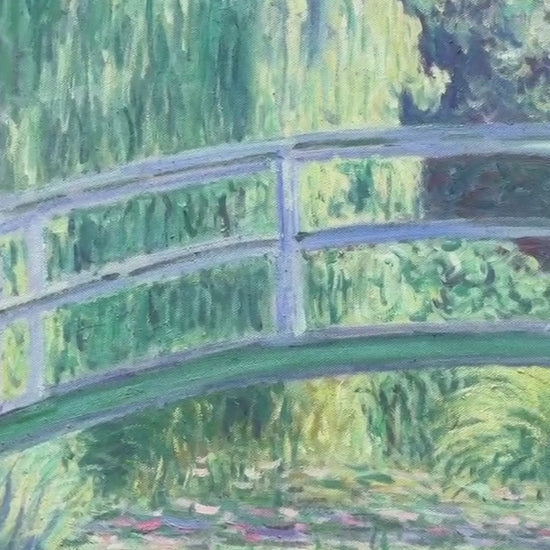 Video of Claude Monet Bridge over a Pool of Water Lilies oil painting details, hand-painted impressionist wall art