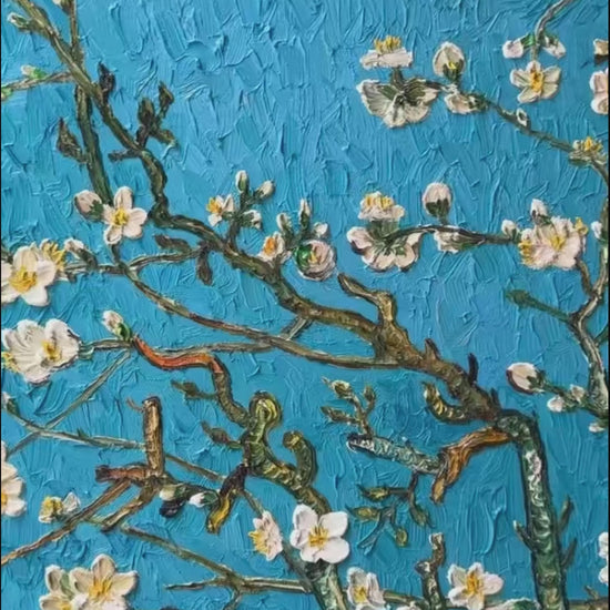 Hand-painted Van Gogh Apricot Blossom oil painting, museum grade canvas artwork, elegant wall decor for luxury home interior