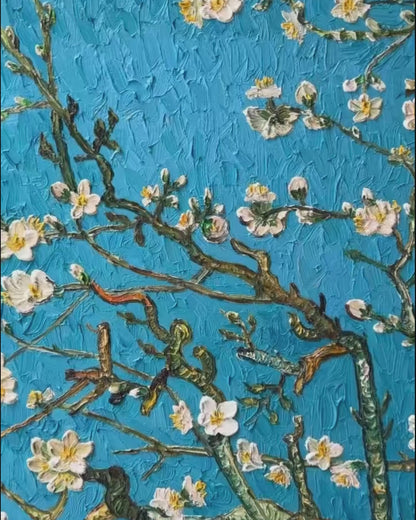 Hand-painted Van Gogh Apricot Blossom oil painting, museum grade canvas artwork, elegant wall decor for luxury home interior