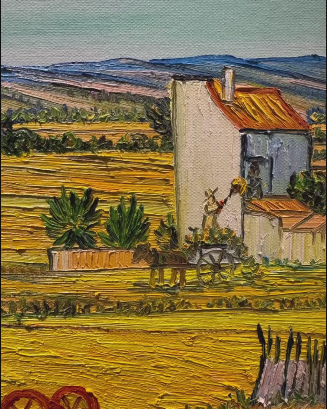 Video of Vincent van Gogh The Harvest oil painting details, hand-painted wall art